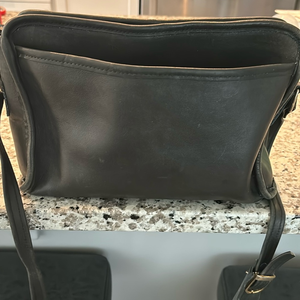 Black genuine leather vintage purse